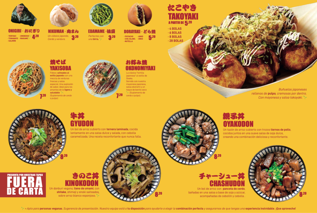MENU DIARIO DE TAKOPA, DONBURI, AFTERWORK, SAKE, CERVEZA, BAR, TAKOYAKI,